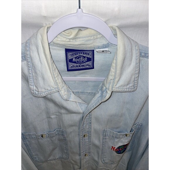 Hardrock Men’s Chambray Shirt Size Medium Blue Faded Look Comfort Casual Cozy - Picture 3 of 12